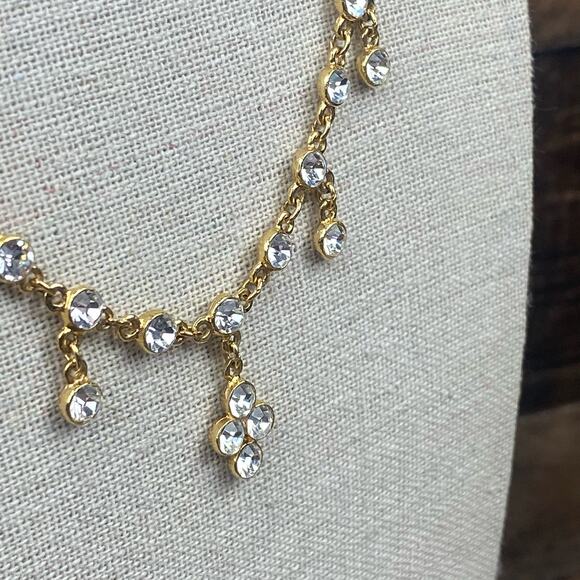 Jessica McClinton Gold Toned Dainty Crystal Necklace and Drop Dangle Earrings - Picture 5 of 9